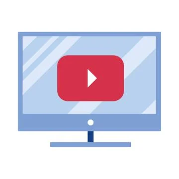 Desktop computer with media player technology isolated icon Stock Illustration