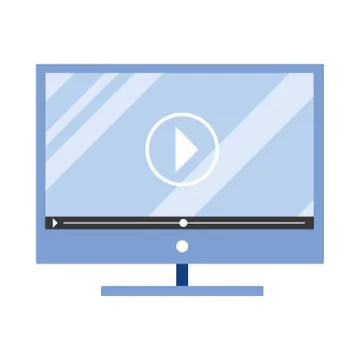 Desktop computer with media player technology isolated icon 스톡 일러스트