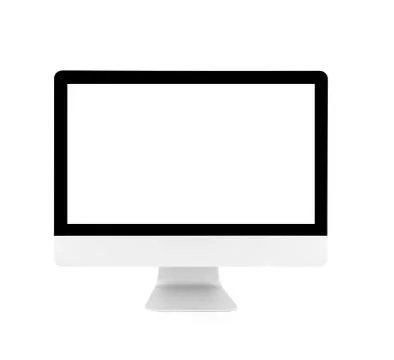Desktop computer modern style with simplicity blank screen isolated on white  Stock Photos