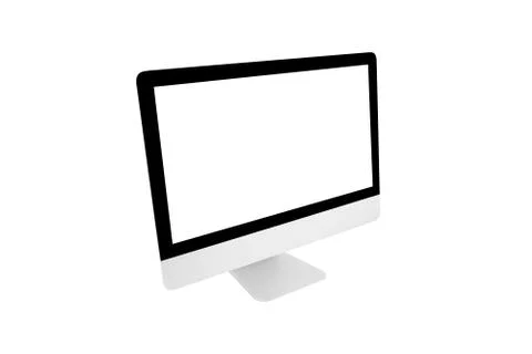 Desktop computer modern style with simplicity blank screen isolated on white  Foto stock