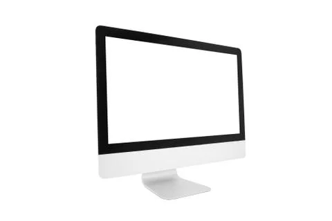 Desktop computer modern style with simplicity blank screen isolated on white  Stock Photos