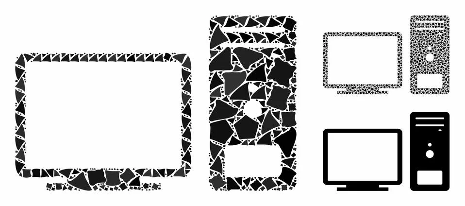 Desktop computer Mosaic Icon of Humpy Elements イラスト素材