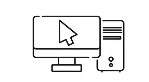 Desktop computer with mouse arrow click symbol Stock Illustration