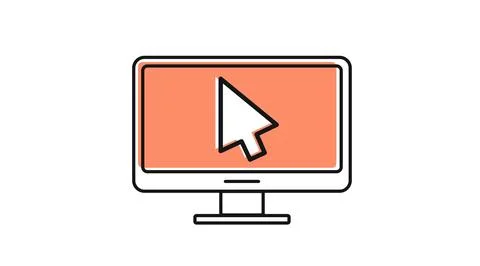 Desktop computer with mouse cursor icon 库存插图