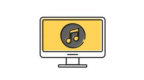 Desktop computer music and audio icon 스톡 일러스트