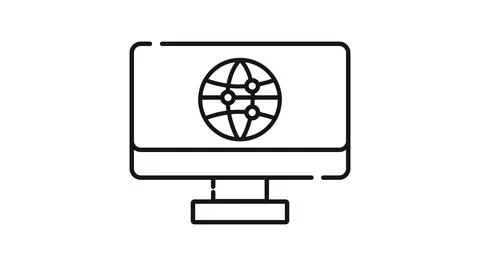 Desktop computer with network connection symbol Stock Illustration