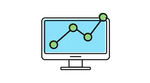 Desktop computer node chart analytics icon 库存插图
