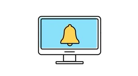 Desktop computer notification bell icon Illustration