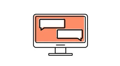 Desktop computer online chat icon Illustrazione stock