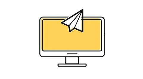 Desktop computer paper plane icon 스톡 일러스트
