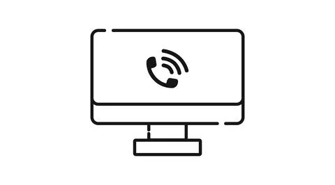 Desktop computer phone call icon Stock Illustration