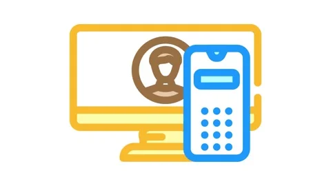 Desktop computer phone color icon animation Stock Footage 327258837