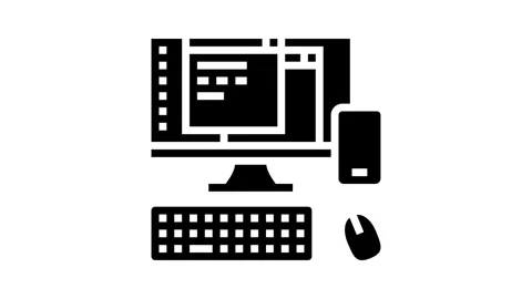 Desktop computer phone glyph icon animation Stock Footage 326143339
