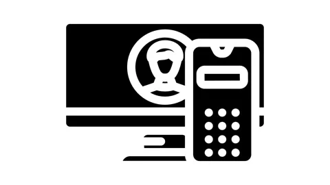 Desktop computer phone glyph icon animation Stock Footage 326734089