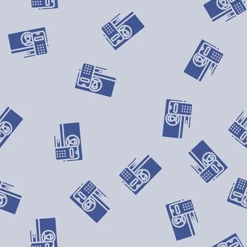 Desktop computer phone glyph vector seamless pattern Stock Illustration