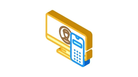 Desktop computer phone isometric icon animation Stock Footage 327279399