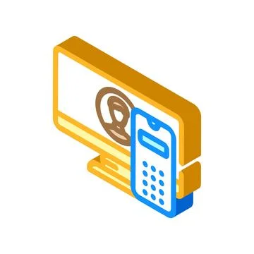 Desktop computer phone isometric icon vector illustration Stock Illustration
