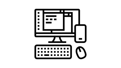 Desktop computer phone line icon animation Stock Footage 326124114