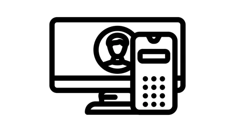 Desktop computer phone line icon animation Stock Footage 326750618