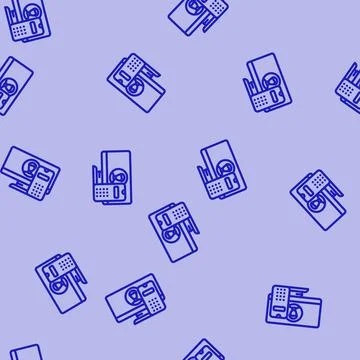 Desktop computer phone line vector seamless pattern 스톡 일러스트