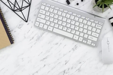 Desktop with computer Stock Photos