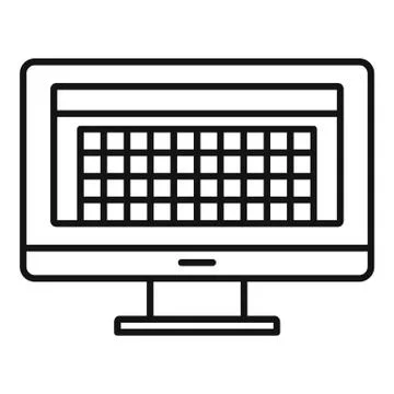 Desktop computer photo redaction icon, outline style Stockillustratie