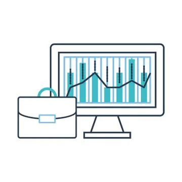 Desktop computer with portfolio icon Stock-Illustration