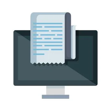 Desktop computer with receipt 库存插图