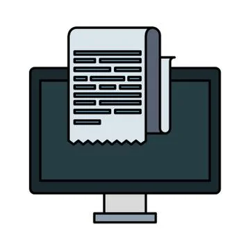 Desktop computer with receipt イラスト素材