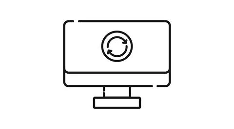Desktop computer refresh and data sync icon Stockillustratie