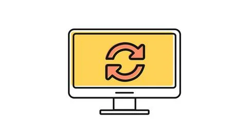 Desktop computer refresh and system update icon Stock-Illustration