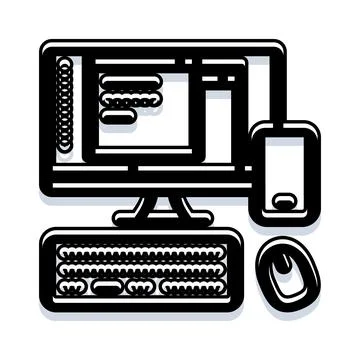 Desktop computer with responsive app design concept 스톡 일러스트