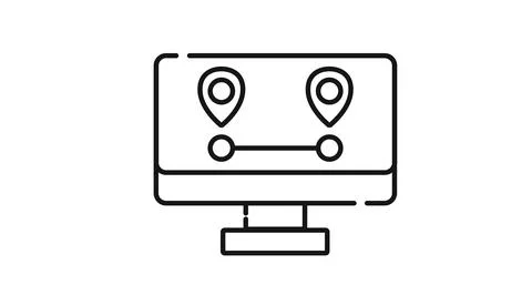 Desktop computer route planning and logistics icon イラスト素材