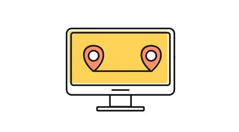 Desktop computer route tracking icon Illustration