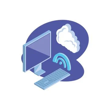 Desktop computer screen with cloud information 스톡 일러스트