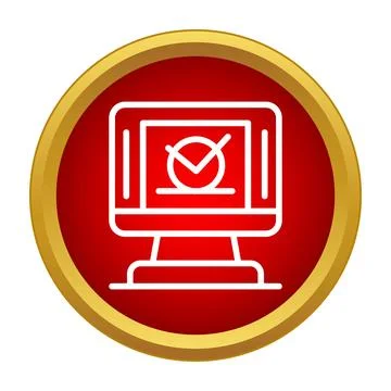 Desktop computer screen displaying check mark icon Stock Illustration