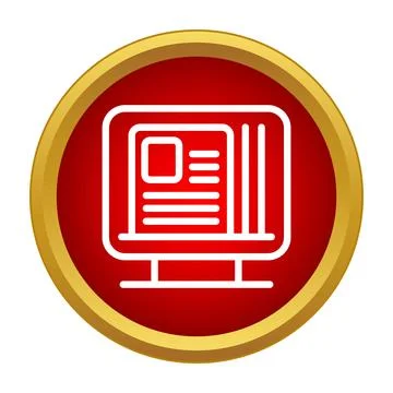 Desktop computer screen displaying online news information icon Stock Illustration