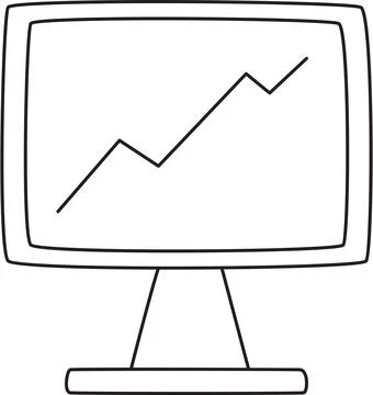 Desktop Computer Screen with Graph Illustration Stock Illustration