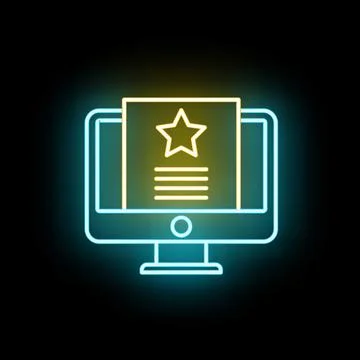 Desktop computer screen with important star document icon イラスト素材