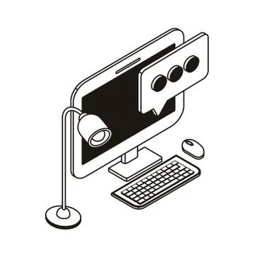 Desktop computer screen with laptop on white background Stockillustratie