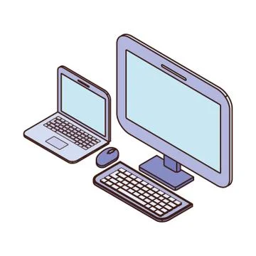 Desktop computer screen with laptop on white background イラスト素材