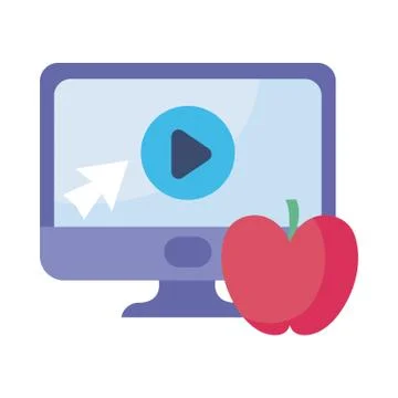 Desktop computer screen, online course Stock Illustration