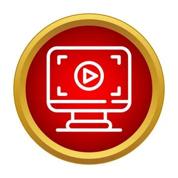 Desktop computer screen playing video content icon Stock Illustration