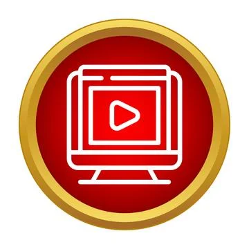 Desktop computer screen playing video icon design 库存插图