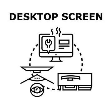 Desktop computer screen repairing process visualization Illustrazione stock