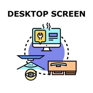 Desktop computer screen repairing process visualization Stock Illustration