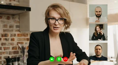 A desktop computer screen view of the telecommunications application during a Stock Photos