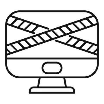 Desktop computer screen with warning tape showing cyber crime Stock-Illustration