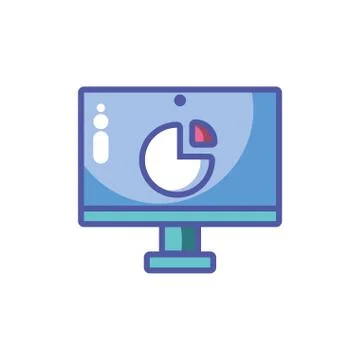 Desktop computer screen on white background Illustrazione stock