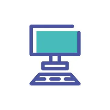 Desktop computer screen in white background Illustrazione stock